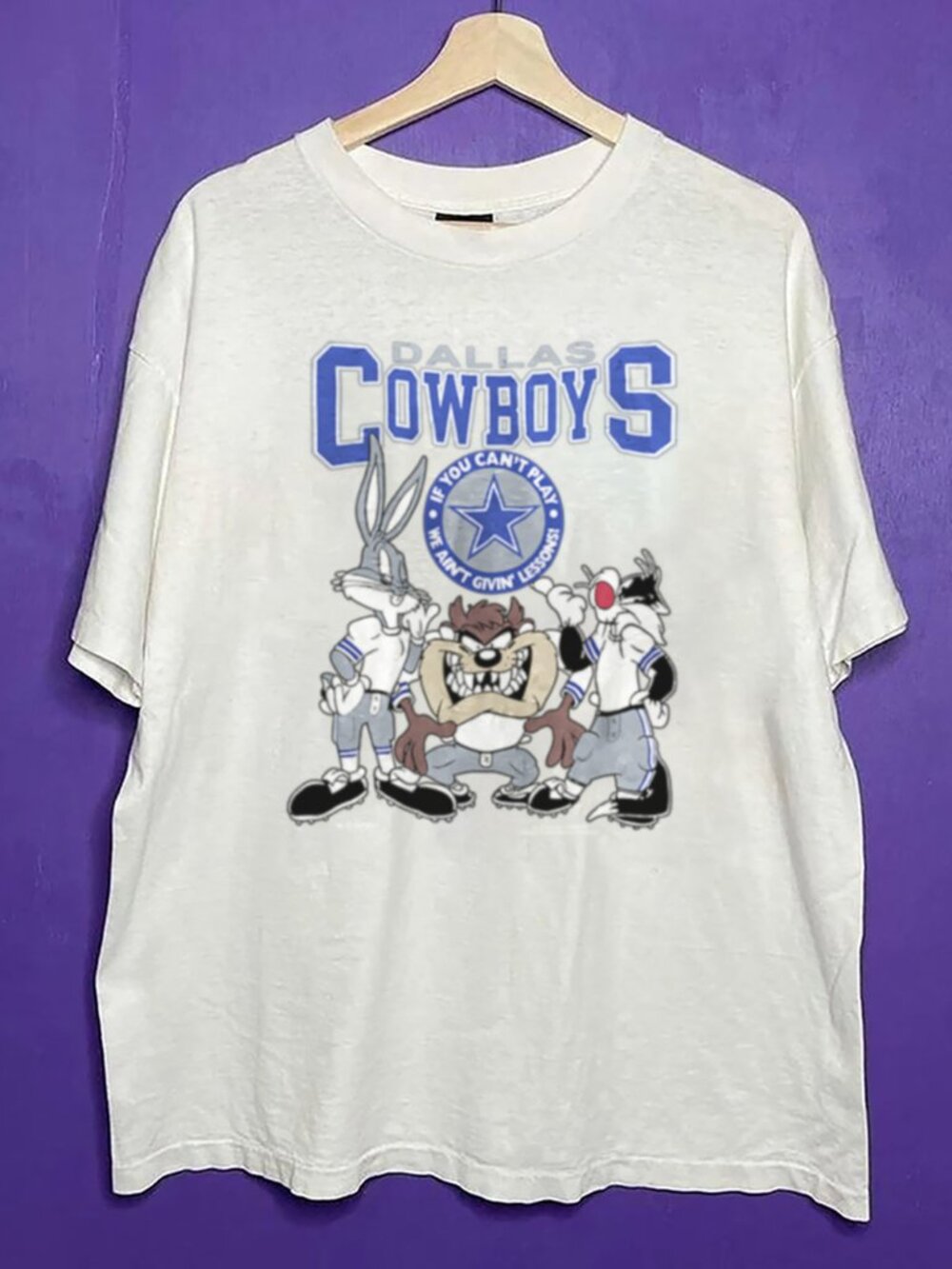 Vintage 1994 Dallas Cowboys Looney Tunes Taz Football Shirt, Retro NFL Shirt